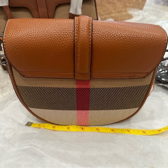 Genuine Leather and Woven Checked Mini Crossbody - Picture 13 of 16